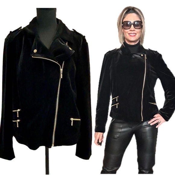 INC International Concepts Jackets & Blazers - INC International Concepts Black Velvet Jacket with Gold Accents like new